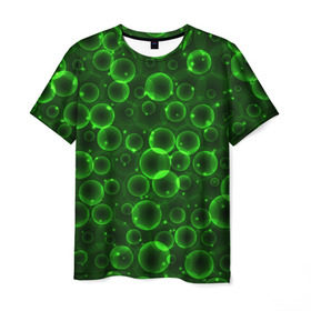 Мужская футболка 3D с принтом Пузыри в Курске, 100% полиэфир | прямой крой, круглый вырез горловины, длина до линии бедер | абстракт | зеленый | кокон | пузыри