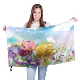 Флаг 3D с принтом Весна в Курске, 100% полиэстер | плотность ткани — 95 г/м2, размер — 67 х 109 см. Принт наносится с одной стороны | flower | spring | бабочки | весна | лилия | небо | природа | солнце | цветы