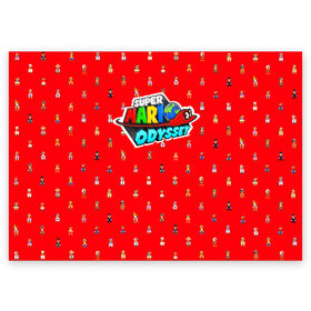 Поздравительная открытка с принтом Super Mario Odyssey в Курске, 100% бумага | плотность бумаги 280 г/м2, матовая, на обратной стороне линовка и место для марки
 | 
