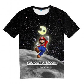 Мужская футболка 3D с принтом You got a moon в Курске, 100% полиэфир | прямой крой, круглый вырез горловины, длина до линии бедер | 