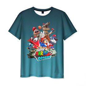 Мужская футболка 3D с принтом Super Mario Odyssey в Курске, 100% полиэфир | прямой крой, круглый вырез горловины, длина до линии бедер | nintendo | марио | нинтендо