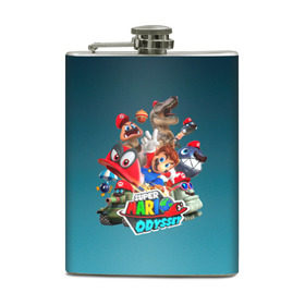 Фляга с принтом Super Mario Odyssey в Курске, металлический корпус | емкость 0,22 л, размер 125 х 94 мм. Виниловая наклейка запечатывается полностью | nintendo | марио | нинтендо