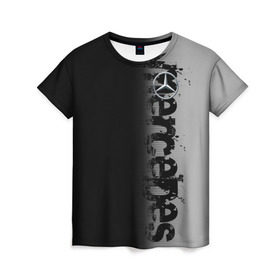 Женская футболка 3D с принтом MERCEDES BENZ SPORT в Курске, 100% полиэфир ( синтетическое хлопкоподобное полотно) | прямой крой, круглый вырез горловины, длина до линии бедер | mercedes | марка | машины | мерседес