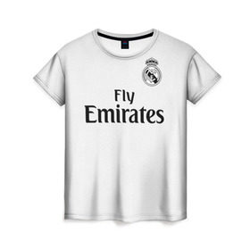 Женская футболка 3D с принтом Реал Мадрид Форма Новая 18/19 в Курске, 100% полиэфир ( синтетическое хлопкоподобное полотно) | прямой крой, круглый вырез горловины, длина до линии бедер | 2019 | cristiano | isco | madrid | real | иско | мадрид | реал | сливочные | форма | футбольная