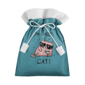 Подарочный 3D мешок с принтом Быть счастливым котом! в Курске, 100% полиэстер | Размер: 29*39 см | Тематика изображения на принте: cat | happy | домашние любимцы | животные | котики | котэ | котята | любов | милые | счастье