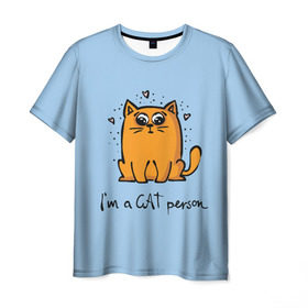 Мужская футболка 3D с принтом I am a Cat Person в Курске, 100% полиэфир | прямой крой, круглый вырез горловины, длина до линии бедер | Тематика изображения на принте: cat | домашние любимцы | животные | котики | котэ | котята | любовь | милые