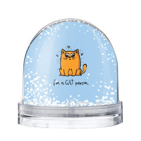 Водяной шар с принтом I am a Cat Person в Курске, Пластик | Изображение внутри шара печатается на глянцевой фотобумаге с двух сторон | cat | домашние любимцы | животные | котики | котэ | котята | любовь | милые