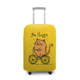Чехол для чемодана 3D с принтом Be Happy,cat в Курске, 86% полиэфир, 14% спандекс | двустороннее нанесение принта, прорези для ручек и колес | cat | домашние любимцы | животные | котики | котэ | котята | любовь | милые
