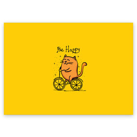 Поздравительная открытка с принтом Be Happy,cat в Курске, 100% бумага | плотность бумаги 280 г/м2, матовая, на обратной стороне линовка и место для марки
 | Тематика изображения на принте: cat | домашние любимцы | животные | котики | котэ | котята | любовь | милые