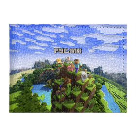 Обложка для студенческого билета с принтом Руслан - Minecraft в Курске, натуральная кожа | Размер: 11*8 см; Печать на всей внешней стороне | Тематика изображения на принте: майнкрафт