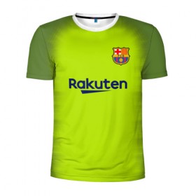 Мужская футболка 3D спортивная с принтом Барселона Форма Гостевая 18/19 в Курске, 100% полиэстер с улучшенными характеристиками | приталенный силуэт, круглая горловина, широкие плечи, сужается к линии бедра | barca | barcelona | barsa | барса | барселона