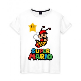 Женская футболка хлопок с принтом Bee Mario в Курске, 100% хлопок | прямой крой, круглый вырез горловины, длина до линии бедер, слегка спущенное плечо | nintendo | марио | нинтендо