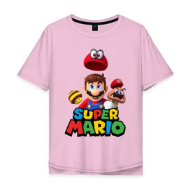 Мужская футболка хлопок Oversize с принтом Super Mario в Курске, 100% хлопок | свободный крой, круглый ворот, “спинка” длиннее передней части | nintendo | марио | нинтендо