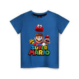 Детская футболка хлопок с принтом Super Mario в Курске, 100% хлопок | круглый вырез горловины, полуприлегающий силуэт, длина до линии бедер | nintendo | марио | нинтендо