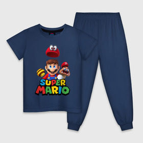Детская пижама хлопок с принтом Super Mario в Курске, 100% хлопок |  брюки и футболка прямого кроя, без карманов, на брюках мягкая резинка на поясе и по низу штанин
 | Тематика изображения на принте: nintendo | марио | нинтендо