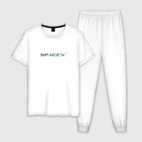 Мужская пижама хлопок с принтом SpaceX в Курске, 100% хлопок | брюки и футболка прямого кроя, без карманов, на брюках мягкая резинка на поясе и по низу штанин
 | 9 | bfr | elon musk | falcon | heavy | день космонавтики | илон маск | космические путешествия | космос | наука | ракета | ракетоноситель | реактивная тяга | фалькон