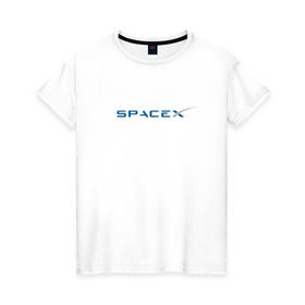 Женская футболка хлопок с принтом SpaceX в Курске, 100% хлопок | прямой крой, круглый вырез горловины, длина до линии бедер, слегка спущенное плечо | 9 | bfr | elon musk | falcon | heavy | день космонавтики | илон маск | космические путешествия | космос | наука | ракета | ракетоноситель | реактивная тяга | фалькон