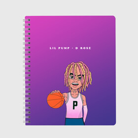 Тетрадь с принтом Lil Pump D Rose в Курске, 100% бумага | 48 листов, плотность листов — 60 г/м2, плотность картонной обложки — 250 г/м2. Листы скреплены сбоку удобной пружинной спиралью. Уголки страниц и обложки скругленные. Цвет линий — светло-серый
 | hip hop | hiphop | lil pump | mc | rap | газзи гарсия | зачитал | клауд | клауд рэп | лил памп | лили | мс | памп | реп | репер | речитатив | рэп | рэпер | трэп | хип | хип хоп | хипхоп | хоп