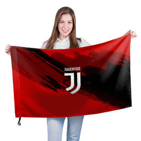 Флаг 3D с принтом JUVENTUS SPORT RED в Курске, 100% полиэстер | плотность ткани — 95 г/м2, размер — 67 х 109 см. Принт наносится с одной стороны | football | soccer | ювентус