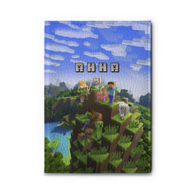 Обложка для автодокументов с принтом Анна - Minecraft в Курске, натуральная кожа |  размер 19,9*13 см; внутри 4 больших “конверта” для документов и один маленький отдел — туда идеально встанут права | анка | анюта | аня | майнкрафт