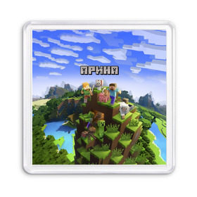 Магнит 55*55 с принтом Арина - Minecraft в Курске, Пластик | Размер: 65*65 мм; Размер печати: 55*55 мм | Тематика изображения на принте: майнкрафт