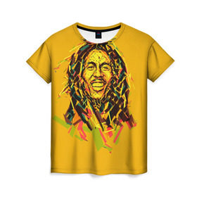 Женская футболка 3D с принтом bob marley в Курске, 100% полиэфир ( синтетическое хлопкоподобное полотно) | прямой крой, круглый вырез горловины, длина до линии бедер | гитарист | марли | музыкант | неста | регги | роберт