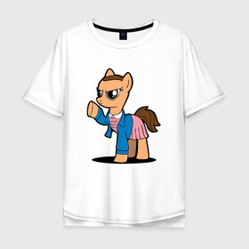 Мужская футболка хлопок Oversize с принтом My Strange Pony в Курске, 100% хлопок | свободный крой, круглый ворот, “спинка” длиннее передней части | my little pony | stranger things | дружба | мой маленький пони | очень странные дела