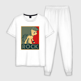 Мужская пижама хлопок с принтом Rock в Курске, 100% хлопок | брюки и футболка прямого кроя, без карманов, на брюках мягкая резинка на поясе и по низу штанин
 | my little pony | rock | дружба | мой маленький пони | рок