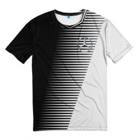 Мужская футболка 3D с принтом MERCEDES BENZ SPORT в Курске, 100% полиэфир | прямой крой, круглый вырез горловины, длина до линии бедер | 