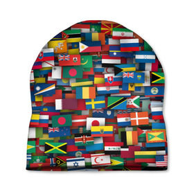 Шапка 3D с принтом Флаги всех стран в Курске, 100% полиэстер | универсальный размер, печать по всей поверхности изделия | интернационал | мир | паттерн | флаг