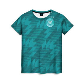 Женская футболка 3D с принтом Germany away WC 2018 в Курске, 100% полиэфир ( синтетическое хлопкоподобное полотно) | прямой крой, круглый вырез горловины, длина до линии бедер | cup | fifa | world | германия | мира | фифа | чемпионат | чемпионы
