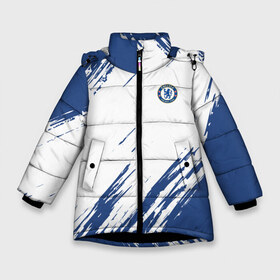 Зимняя куртка для девочек 3D с принтом CHELSEA UNIFORM ФОРМА ЧЕЛСИ в Курске, ткань верха — 100% полиэстер; подклад — 100% полиэстер, утеплитель — 100% полиэстер. | длина ниже бедра, удлиненная спинка, воротник стойка и отстегивающийся капюшон. Есть боковые карманы с листочкой на кнопках, утяжки по низу изделия и внутренний карман на молнии. 

Предусмотрены светоотражающий принт на спинке, радужный светоотражающий элемент на пуллере молнии и на резинке для утяжки. | chelsea | fc | football | football club | sport | спорт | спортивные | униформа | фирменные цвета | фк | футбол | футбольный клуб | челси