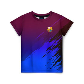 Детская футболка 3D с принтом FC Barcelona SPORT в Курске, 100% гипоаллергенный полиэфир | прямой крой, круглый вырез горловины, длина до линии бедер, чуть спущенное плечо, ткань немного тянется | football | soccer | разноцветный