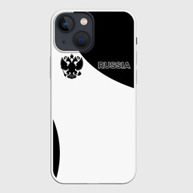 Чехол для iPhone 13 mini с принтом Россия BlackWhite в Курске,  |  | russia | герб | орел | патриот | российский | россия | русский | символика | черно белый