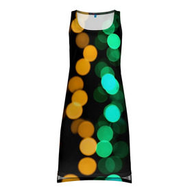 Платье-майка 3D с принтом Festive style в Курске, 100% полиэстер | полуприлегающий силуэт, широкие бретели, круглый вырез горловины, удлиненный подол сзади. | blurred lights | boke | colorful lights | holiday | боке | красочные огни | ночь | огоньки | праздник | размытые огни | цветные огни