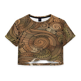 Женская футболка 3D укороченная с принтом Кружевная абстракция в Курске, 100% полиэстер | круглая горловина, длина футболки до линии талии, рукава с отворотами | abstraction | абстракция | линии | текстуры | узор