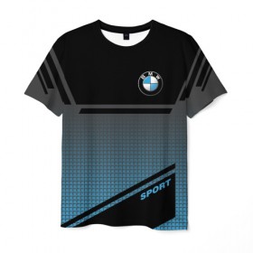Мужская футболка 3D с принтом BMW SPORT в Курске, 100% полиэфир | прямой крой, круглый вырез горловины, длина до линии бедер | bmw | бмв | марка | машины