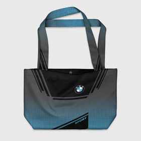 Пляжная сумка 3D с принтом BMW SPORT   в Курске, 100% полиэстер | застегивается на металлическую кнопку; внутренний карман застегивается на молнию. Стенки укреплены специальным мягким материалом, чтобы защитить содержимое от несильных ударов
 | bmw | бмв | марка | машины