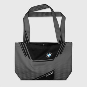 Пляжная сумка 3D с принтом BMW SPORT    в Курске, 100% полиэстер | застегивается на металлическую кнопку; внутренний карман застегивается на молнию. Стенки укреплены специальным мягким материалом, чтобы защитить содержимое от несильных ударов
 | bmw | бмв | марка | машины