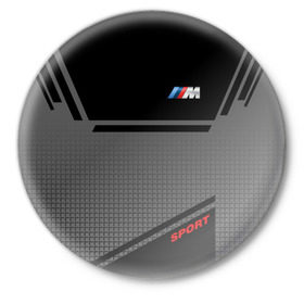 Значок с принтом BMW 2018 M Sport в Курске,  металл | круглая форма, металлическая застежка в виде булавки | 