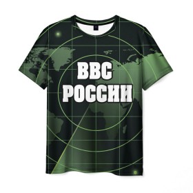 Мужская футболка 3D с принтом ВВС России в Курске, 100% полиэфир | прямой крой, круглый вырез горловины, длина до линии бедер | 