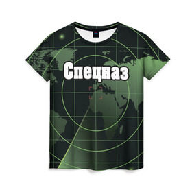 Женская футболка 3D с принтом Спецназ в Курске, 100% полиэфир ( синтетическое хлопкоподобное полотно) | прямой крой, круглый вырез горловины, длина до линии бедер | военные | радар | силовые | структуры