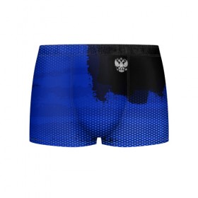 Мужские трусы 3D с принтом Russia Sport collection в Курске, 50% хлопок, 50% полиэстер | классическая посадка, на поясе мягкая тканевая резинка | Тематика изображения на принте: abstraction | grunge | russia | sport | абстракция | герб | краска | русский | символика рф | спорт | спортивный | триколор | униформа | форма | я русский