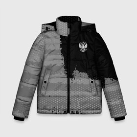 Зимняя куртка для мальчиков 3D с принтом Russia Sport collection Gray в Курске, ткань верха — 100% полиэстер; подклад — 100% полиэстер, утеплитель — 100% полиэстер | длина ниже бедра, удлиненная спинка, воротник стойка и отстегивающийся капюшон. Есть боковые карманы с листочкой на кнопках, утяжки по низу изделия и внутренний карман на молнии. 

Предусмотрены светоотражающий принт на спинке, радужный светоотражающий элемент на пуллере молнии и на резинке для утяжки | abstraction | grunge | russia | sport | абстракция | герб | краска | русский | символика рф | спорт | спортивный | триколор | униформа | форма | я русский