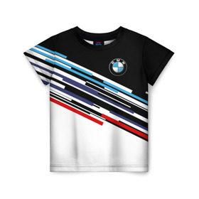Детская футболка 3D с принтом BMW BRAND COLOR в Курске, 100% гипоаллергенный полиэфир | прямой крой, круглый вырез горловины, длина до линии бедер, чуть спущенное плечо, ткань немного тянется | bmw | бмв | марка | машины