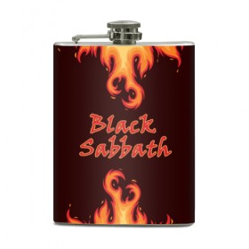 Фляга с принтом Black Sabbath в Курске, металлический корпус | емкость 0,22 л, размер 125 х 94 мм. Виниловая наклейка запечатывается полностью | rock | группы | дым | металл | музыка | огонь | пламя | рок | рокер | тяжелый