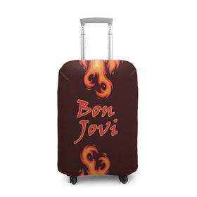 Чехол для чемодана 3D с принтом Bon Jovi в Курске, 86% полиэфир, 14% спандекс | двустороннее нанесение принта, прорези для ручек и колес | 