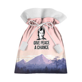 Подарочный 3D мешок с принтом Give Peace a Chance в Курске, 100% полиэстер | Размер: 29*39 см | Тематика изображения на принте: битлз | горы | джон леннон | ленон | мир | песня | цитаты | шанс