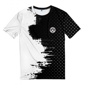 Мужская футболка 3D с принтом Borussia uniform black 2018 в Курске, 100% полиэфир | прямой крой, круглый вырез горловины, длина до линии бедер | Тематика изображения на принте: football | soccer | боруссия