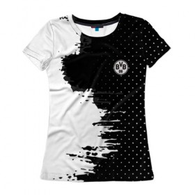 Женская футболка 3D с принтом Borussia uniform black 2018 в Курске, 100% полиэфир ( синтетическое хлопкоподобное полотно) | прямой крой, круглый вырез горловины, длина до линии бедер | football | soccer | боруссия